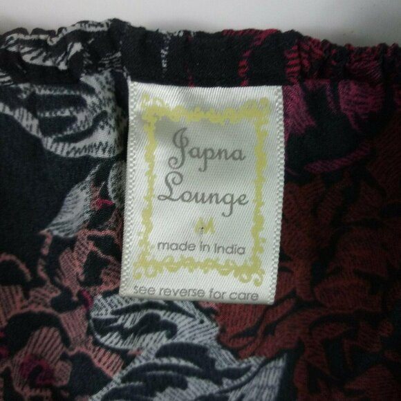 Japna Lounge Floral Crop Top Camisole Sz M Black Red Adjustable Spaghetti Straps - Picture 4 of 5